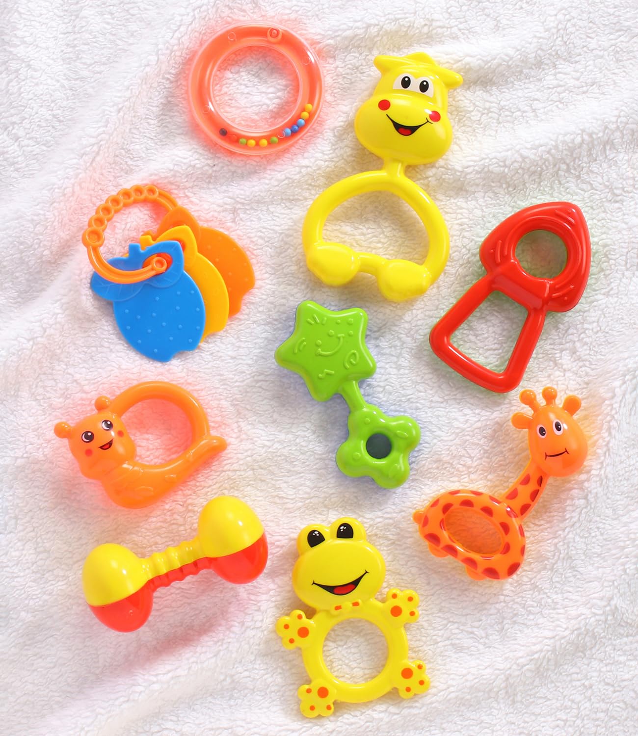 Play Nation BPA-Free Rattle & Teether Set for Newborns & Infants, Rattles for Sensory Development for 0 Months+ Baby, Safe & Food Grade, Easy Grip, Lightweight, BIS Certified, Pack of 9, Ideal For Gifting-image-34