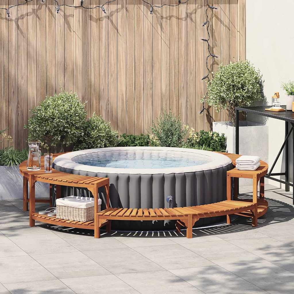 vidaXL Otoczenie wanny z hydromasażem Brązowy Ø275 x 55,5 cm, Nowoczesna okrągła zewnętrzna obudowa wanny, trwałe drewno akacjowe, stylowe otoczenie, relaksacyjny zakątek