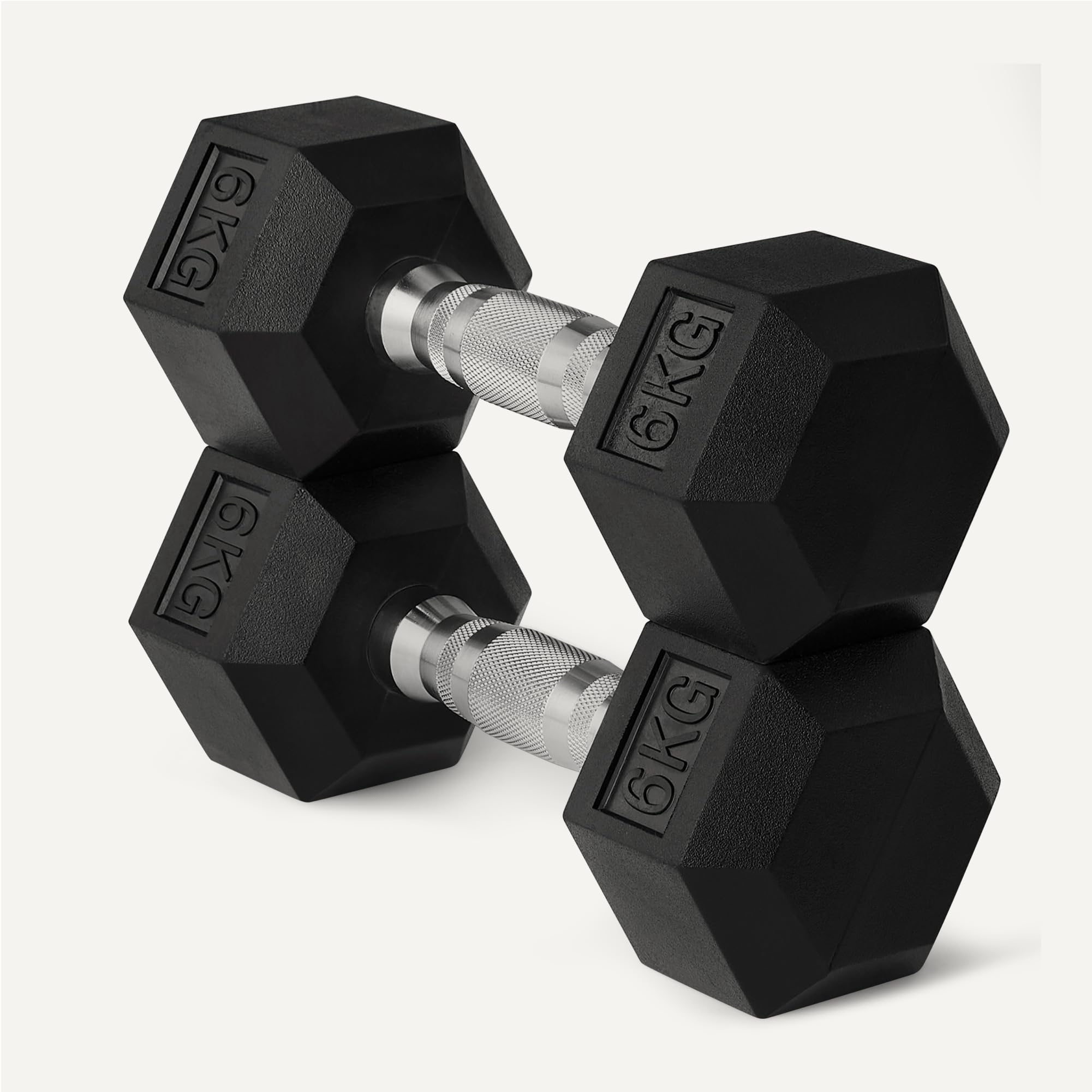 Amazon Basics Rubber Encased Hex Dumbbell Weights Set