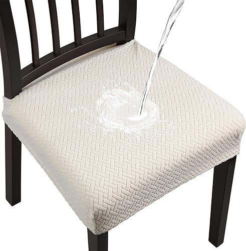 Fuloon Fundas elásticas impermeables para asiento de silla, 4 unidades, extraíbles y lavables, fundas para sillas de comedor, antipolvo, fundas de