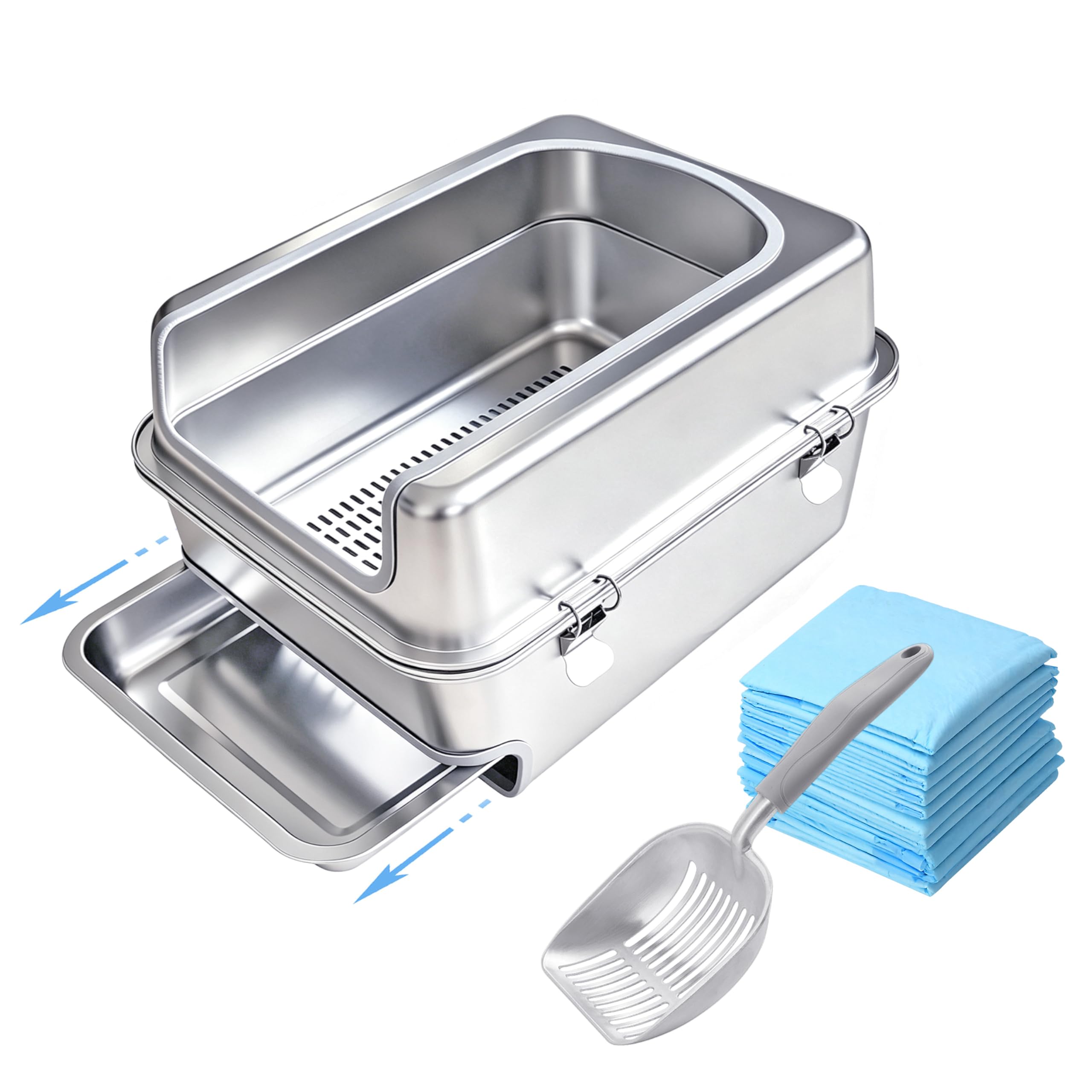 Photo 1 of Sorstrem Pull-Out Sifting Cat Litter Box with Lid for Pine Pellets (17.5" L x 13.6" W x 10" H)