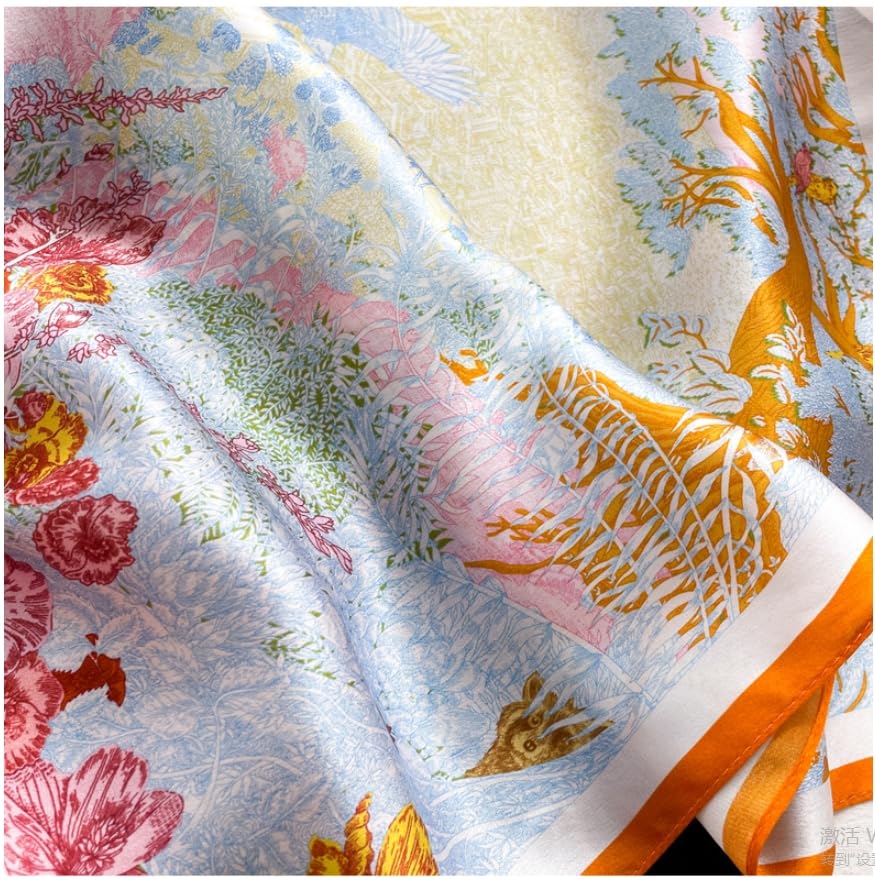 MEISEE 100% Pure Mulberry Silk Scarf 21" Square Scarf Neckerchief Headscarf Breathable Lightweight for Women Gift Packed4