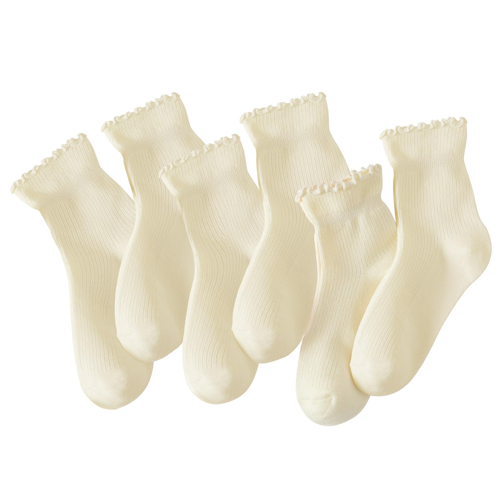 Hstyle 6 Pairs of Ruffle Socks Women, Cute Ruffle Ankle Socks