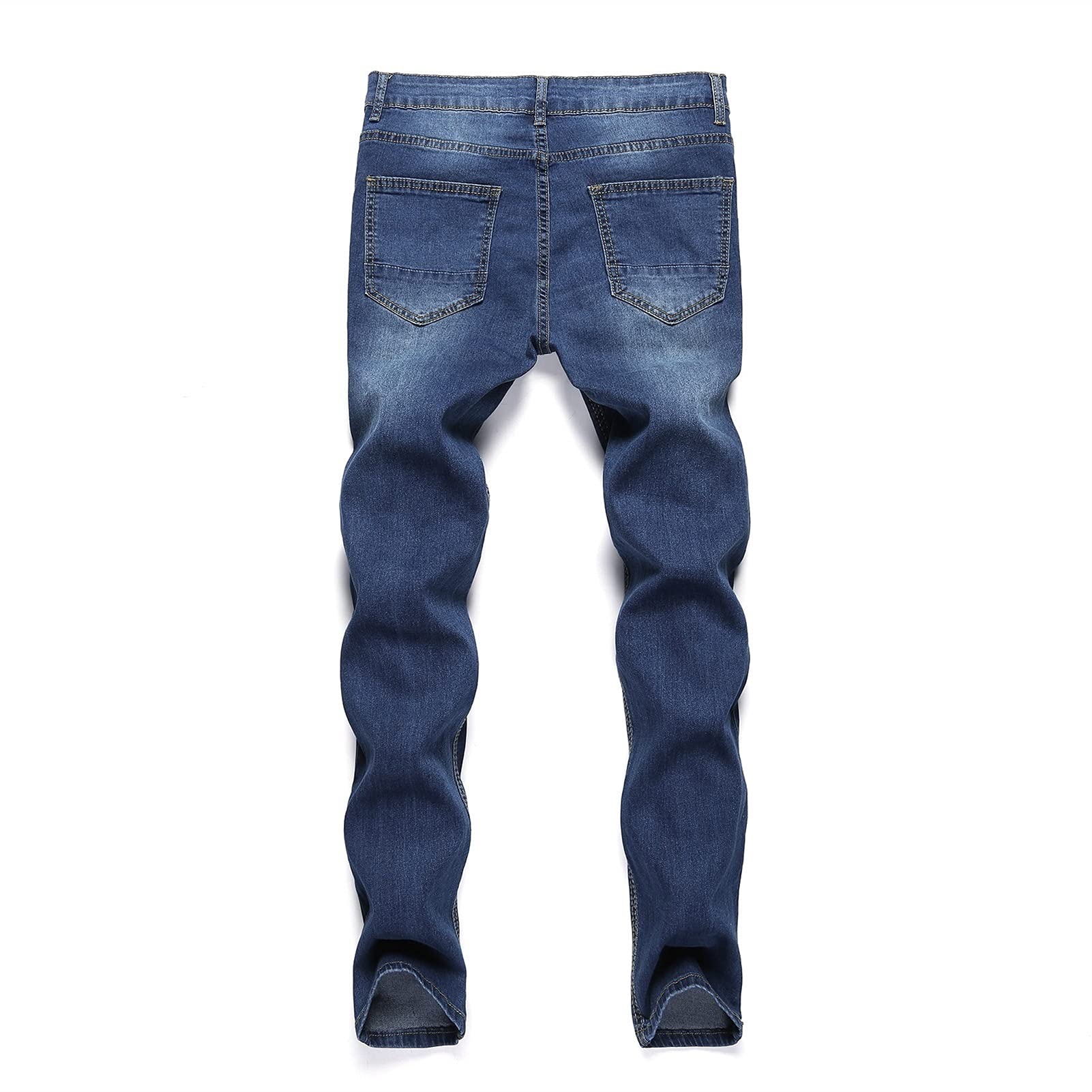 Męskie zniszczone jeansy ze stretchem fajne modne dżinsy Skinny Ripped Slim Fit Hip Hop spodnie z dziurami dla mężczyzn dżinsy Party Casual spodnie Streetwear męskie dżinsy (niebieskie, L)