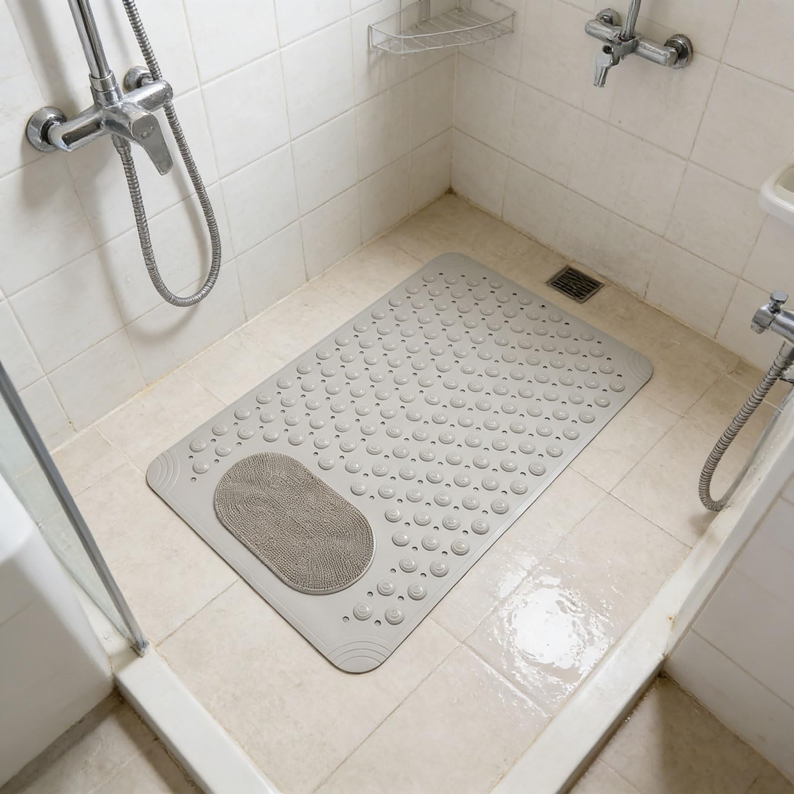 Tapis de douche antidérapant avec ventouse et texture ergonomique - Tapis de douche antidérapant
