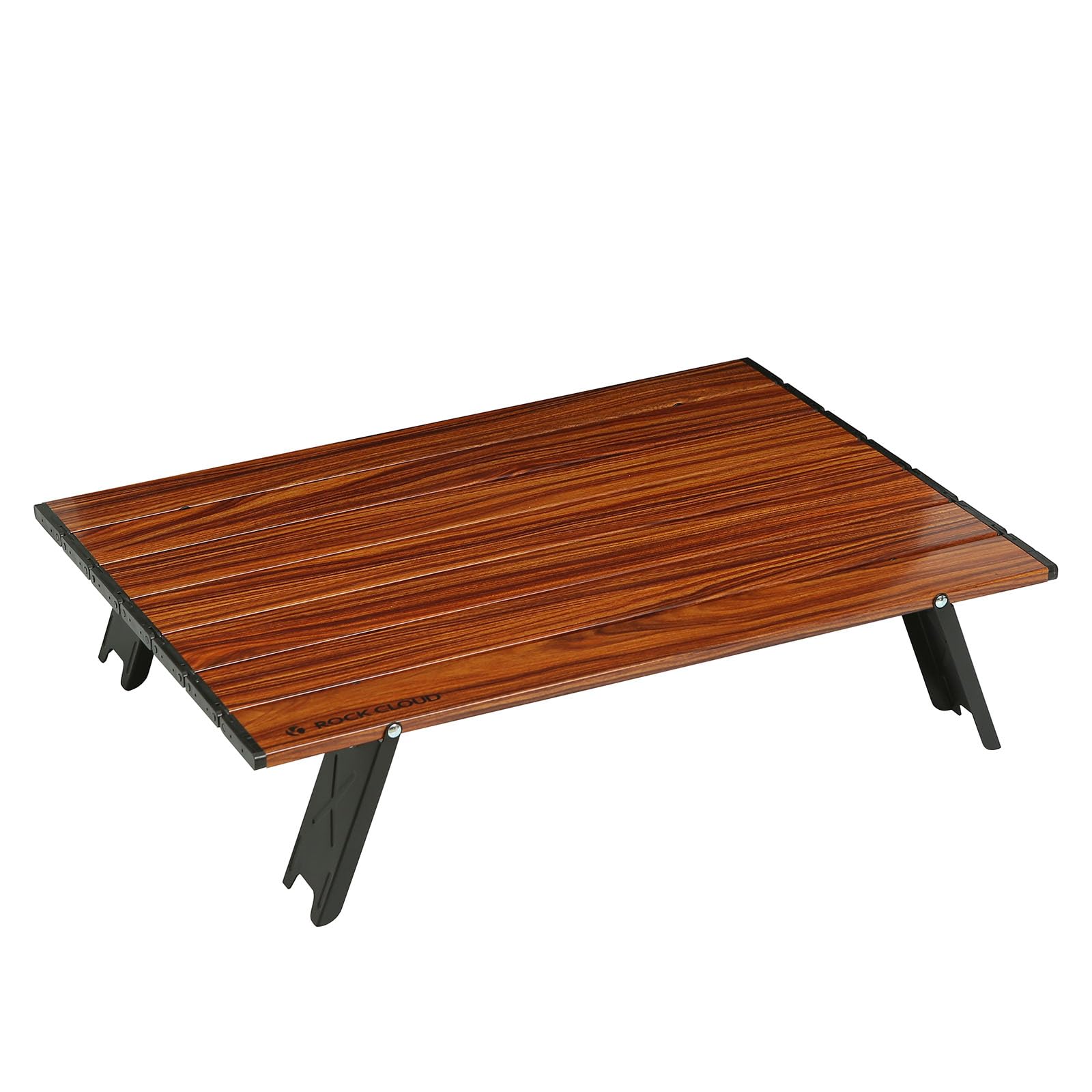 ROCK CLOUD Portable Compact Beach Table Aluminum Ultralight Mini Folding Camping Table (Wood Grain - Large)
