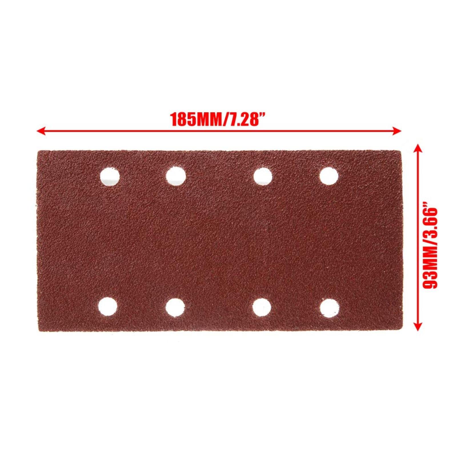 50 Piezas 93 * 185mm Papel De Lija Cuadrado 40-180 Grano Óxido De Aluminio Para Lijadora De Palma Orbital Pulido,80