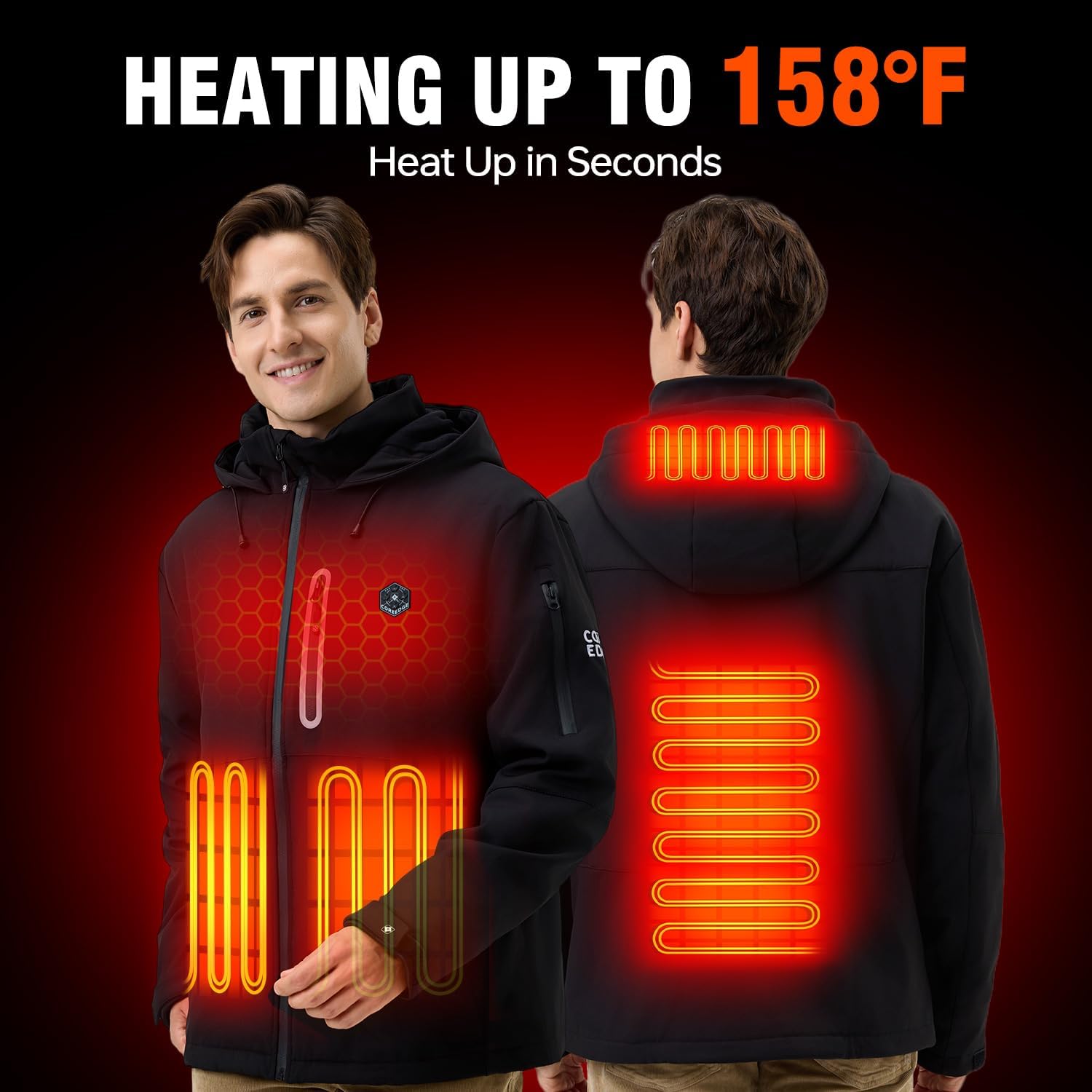 Heated Jacket for Men with 12V High-Capacity Battery Pack Windproof Waterproof Soft Shell Electric - Image 2