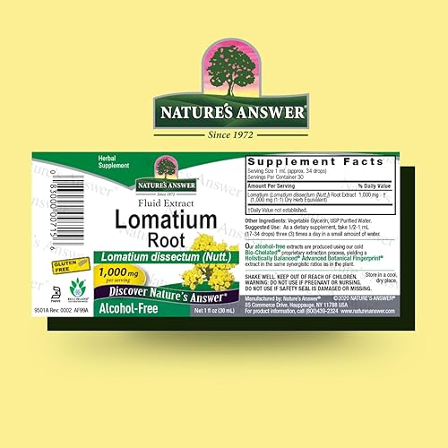 Miniatura 2 de Natures Answer Extracto de raíz de lomatium Dissectum - Suplemento natural de hierbas - Sin gluten sin alcohol - Ideal para inmunidad bienestar