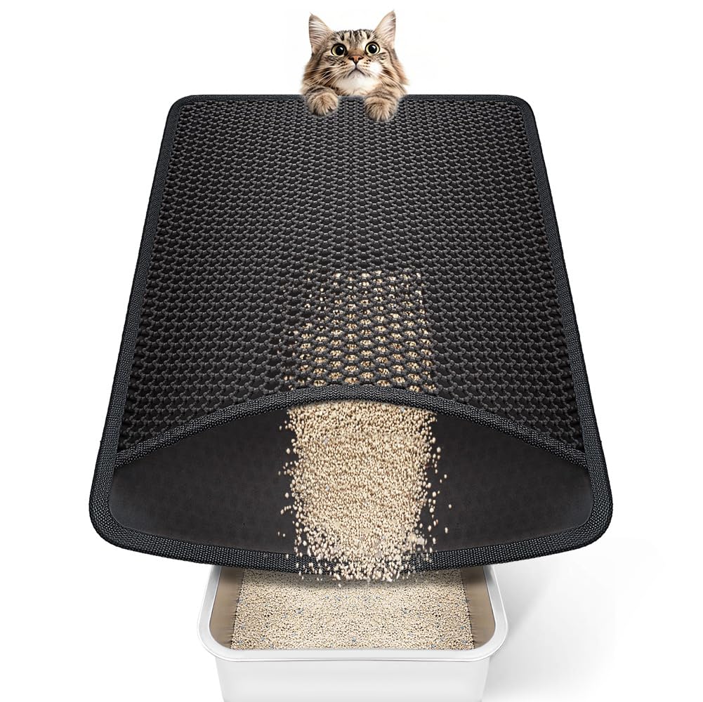 Conlun Cat Litter Mat Litter Tray Mat, Honeycomb Double Layer Design, Urine and Waterproof Material,58 x 42 cm,Pink