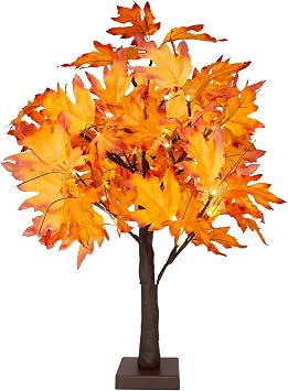 Benross LED Autumn Maple Tree / 60cm with 24 Warm White LEDs and Autumn Leaves/Copper Indoor Decorative Light/Festive Home D cor 85059