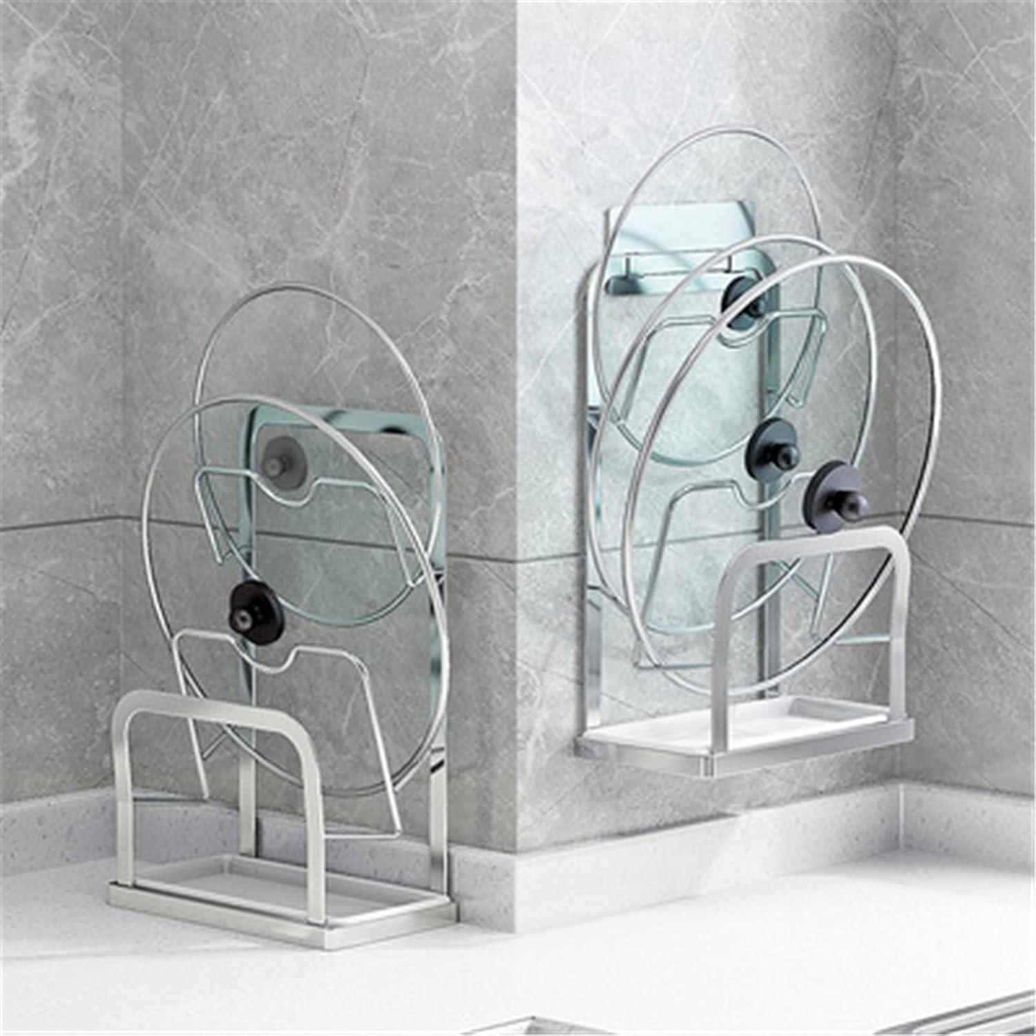 鍋置きラック 鍋蓋置き ポットカバーラックの壁に取り付けられた収納ラックキッチン 多機能 蓋収納 ラック