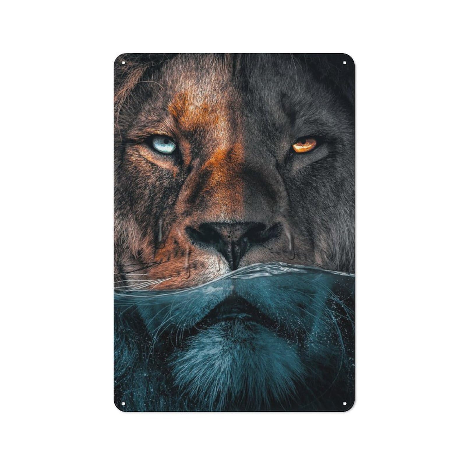 Junmoney Badass Lion Printed Metal Sign 30X20cm For Café Or Restaurant, New-Space Wall Decor For Café Owners And Decorators