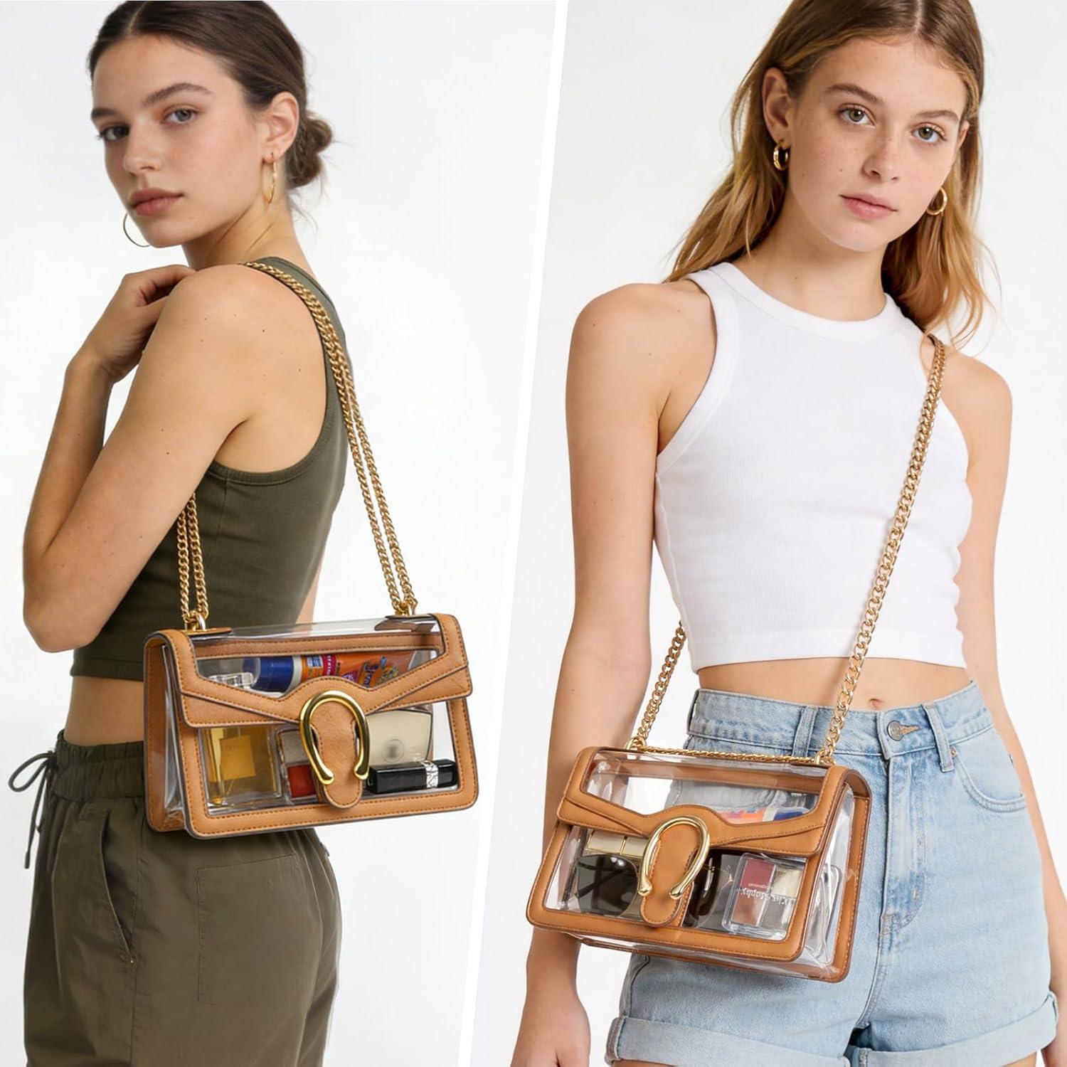 Joryin Women's Stadium Approved Crossbody Bag for Women, Small Clear Bag Shoudler Purse with Chain Strap - Image 2