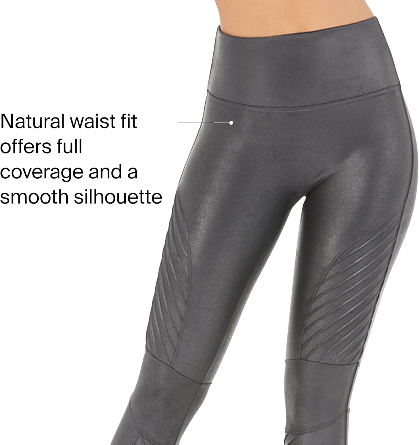 SPANX Shape Faux Leather Moto Leggings - Seamless Tummy Control - Contoured Leather Leggings - for Fashion & Everyday Wear - Image 4