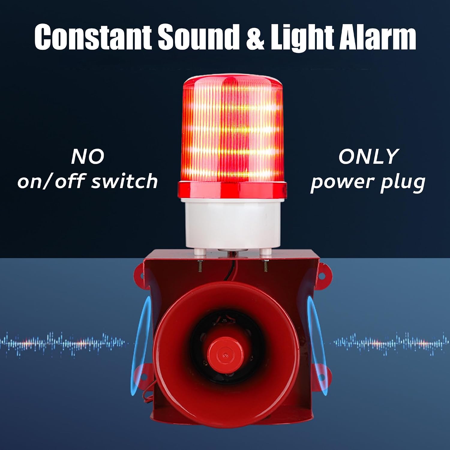 120dB Industrial Light Siren, 24 LED Loud Horn Alarm Siren Red Strobe Light, Waterproof for Indoor Outdoor Office Factory Construction Emergency Security Safety Tornado Fire Alarm, AC110V