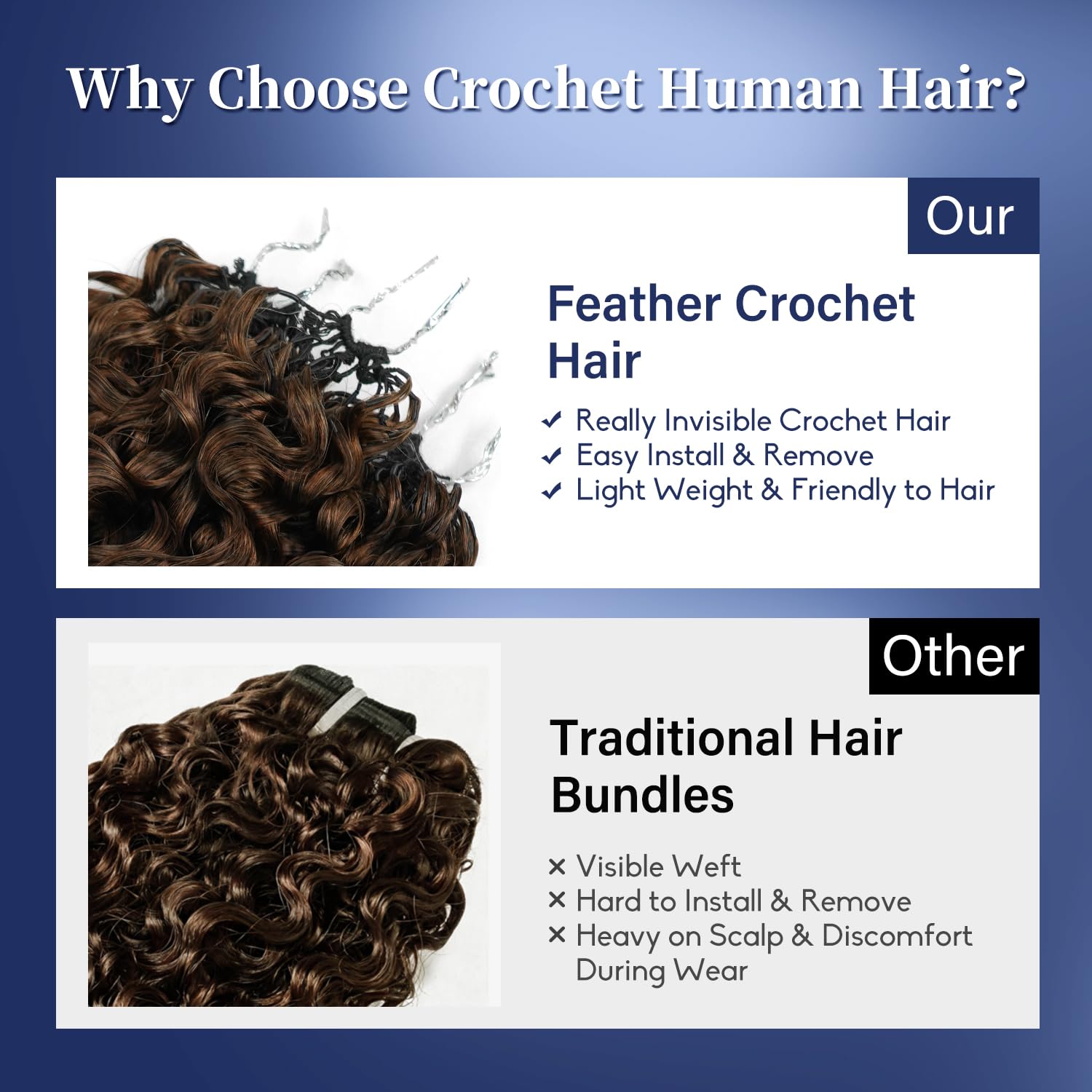 Burmese Curly Virgin Human Hair Crochet Extensions