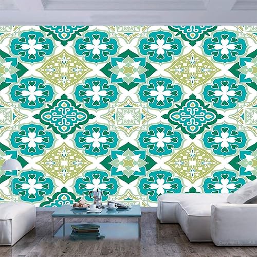 55x30 pulgadas Mural de pared, azulejos de cerámica con patrón antiguo de este decorativo Tracery Heritage Arquitectura Peel and Stick Autoadhesivo