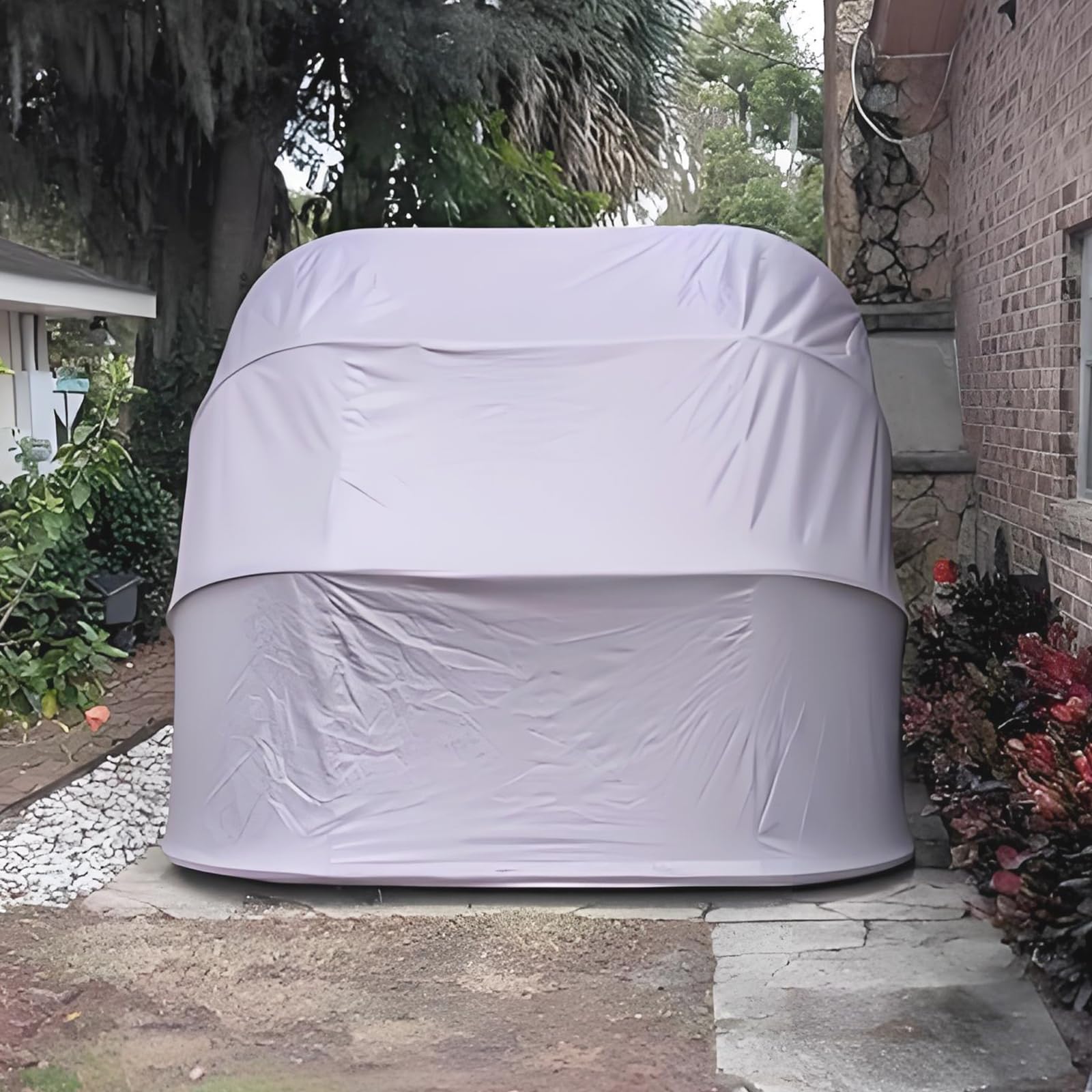 Tettoia per Auto in Acciaio Inossidabile Indipendente, 5.5 x 2.5m Carport Auto per Esterno, Garage Semiautomatico, Tendalino Retrattile per Carichi Pesanti, Protezione per Tutte Le Stagioni