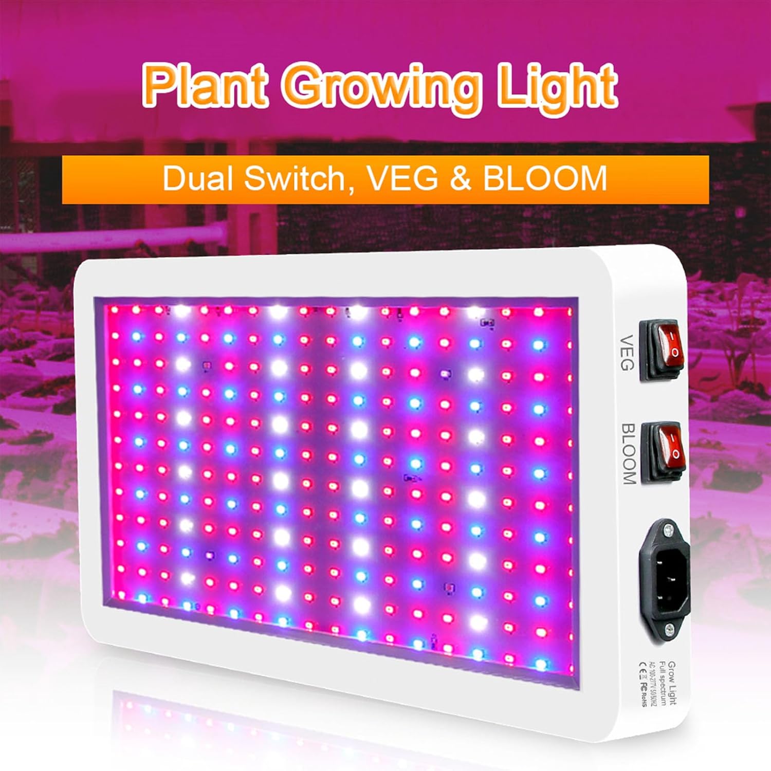 LED Grow Light, Full Spectrum Hanging Plant Grow Light Growing Plants Light for Indoor Plants Greenhouse Hydroponic (312 LEDs & US Plug)