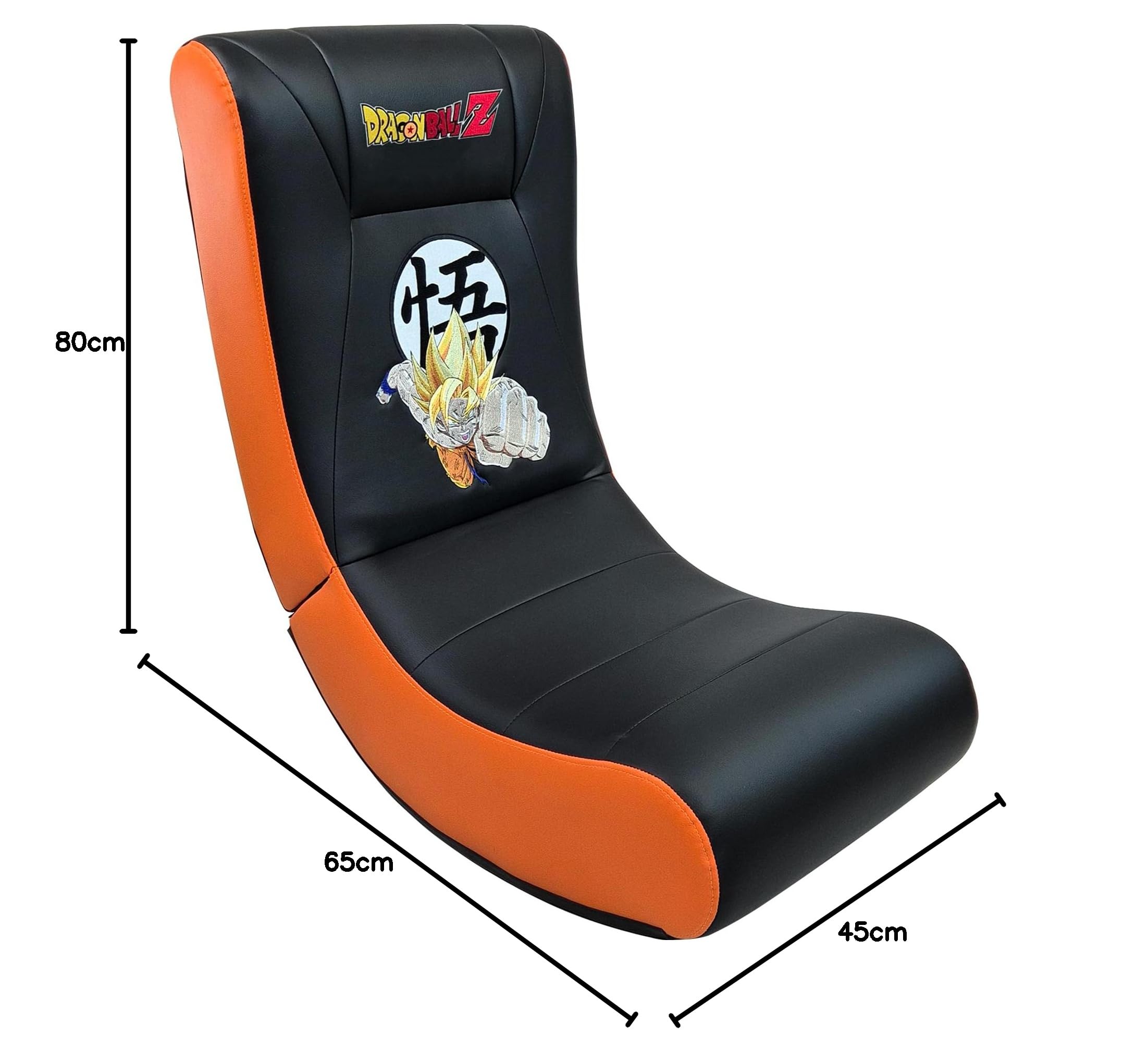 SUBSONIC – Gaming-Schaukelstuhl Dragon Ball – Ergonomischer Schaukelstuhl mit offizieller Lizenz – Kunstleder in Schwarz und Orange mit Stickereien – Bequemer Stuhl für Wohnzimmer oder Schlafzimmer