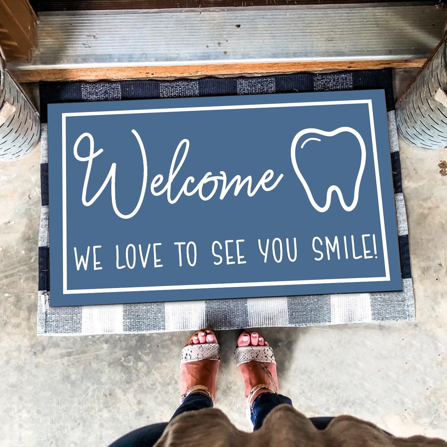 Dental Office Welcome Door Mat, Dentist Office Room Doormat Decor, Welcome Entrance Doormats Decorative Rug Front Mats Nonslip Washable Home Porch Decor, Gifts for Dentists Dental Assistant Hygiene