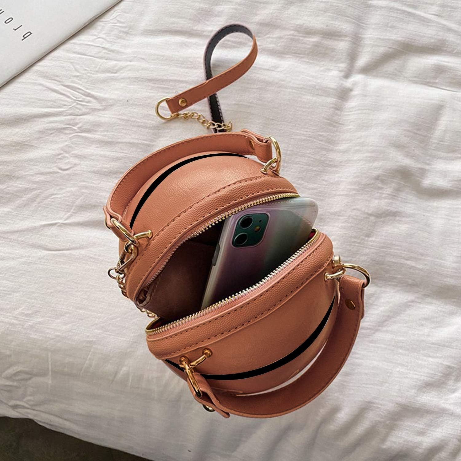 Freie Liebe Basketball Purse For Women Novelty Crossbody Purses Small Cute Tote Bag PU Leather Round Handbags