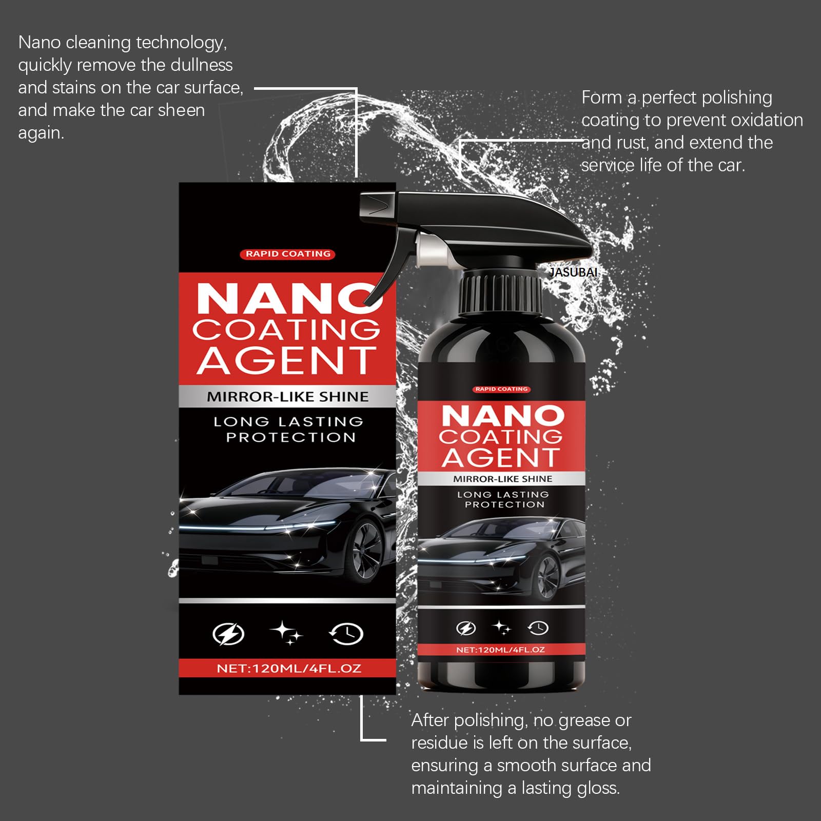 3-in-1-Nano-Keramik-Beschichtungsspray, Nano-Synthetik-Sprühversiegelung fürs Auto, Kratzerentferner und hydrophobe Versiegelung, Sofortreparatur tiefer Kratzer, Glanzschutz ohne Wasserpolitur (6PCS)