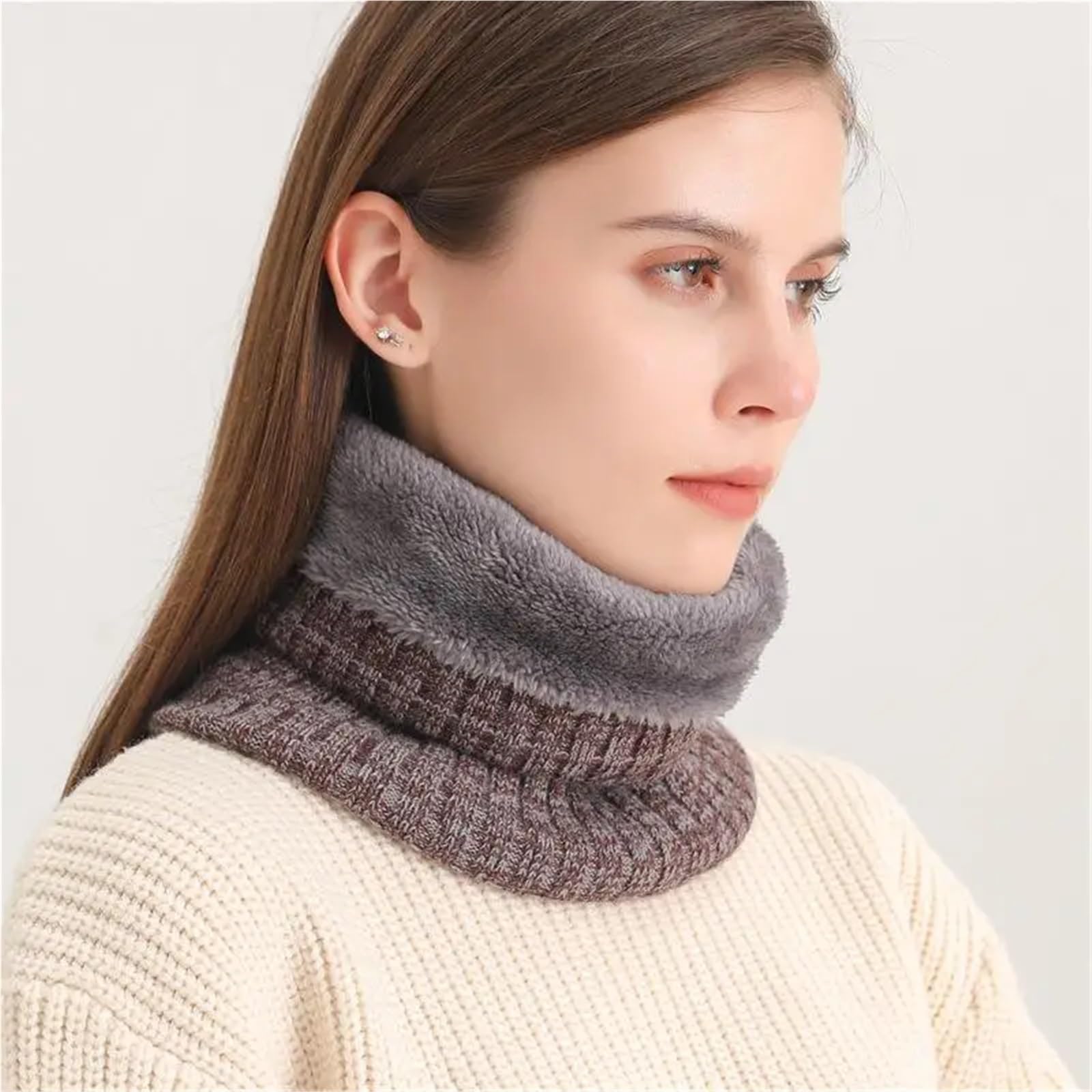 Écharpe tricotée chaude for hommes et femmes, 2 pièces, doublure en peluche épaisse, guêtre de cou, écharpes Sport plein air, Ski, course à pied, Tube d'hiver Pour Sports De Plein Air
