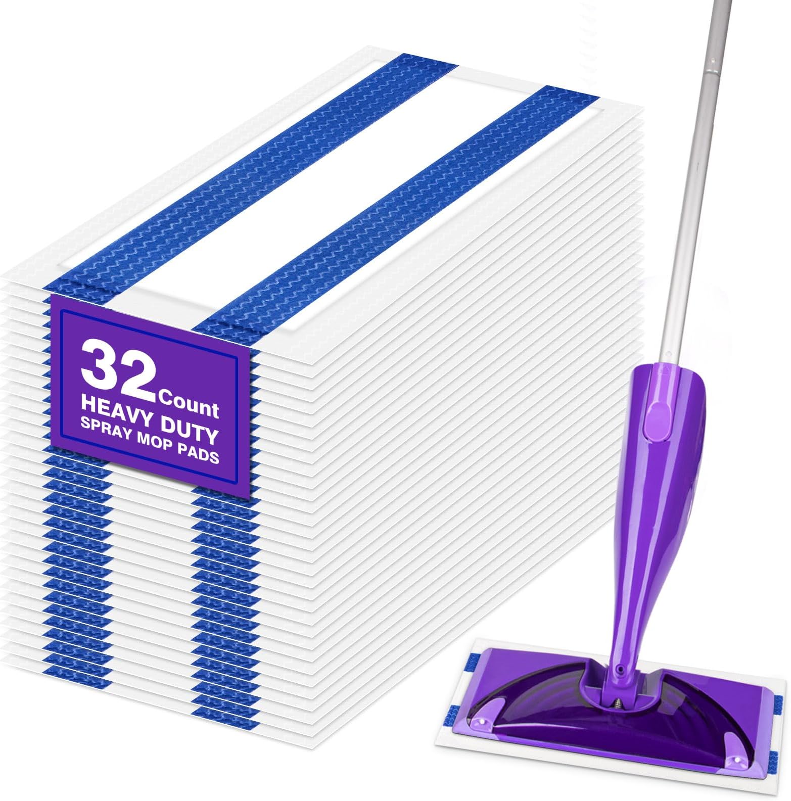Multi-Layer Dry Floor Mop Pads Refills Compatible with Swiffer Wet Jet-All Purpose Multi Surface Floor Cleaner Spray Mop Pads Replacement for Hardwood Floor,32 Count