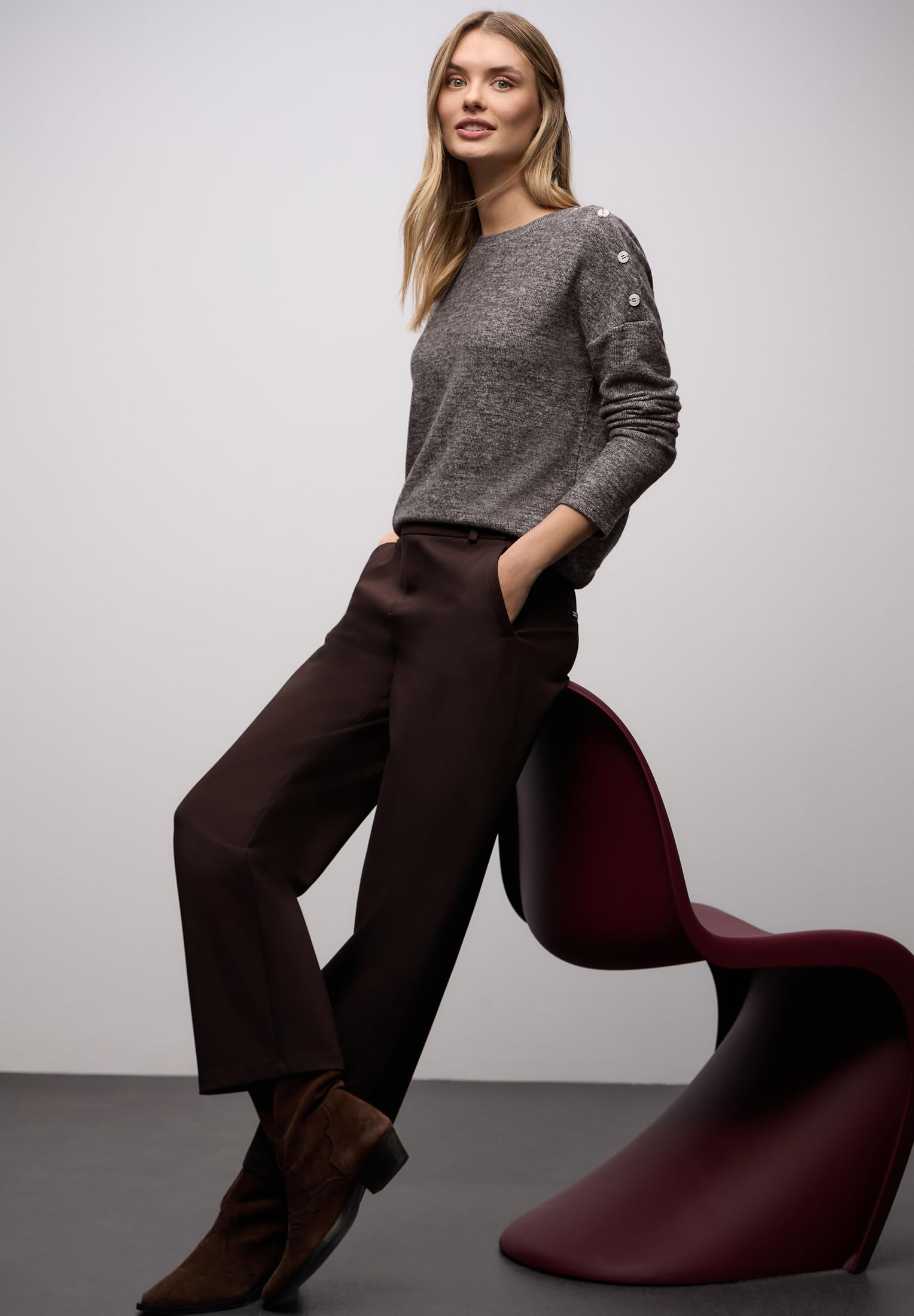 Damen Softes Shirt mit Knöpfen