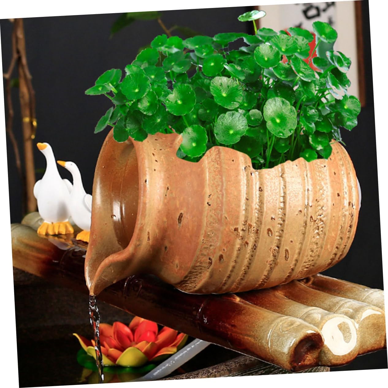 Ceramic Jar Fountain for Indoor and Outdoor Decorative Water Features Eco-Friendly Hydroponic Planter Pot for Garden and Balcony Landscaping