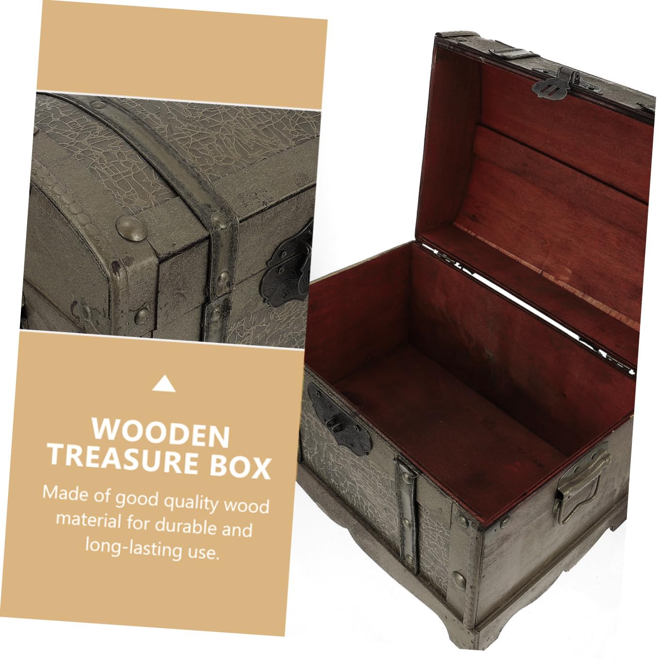 Baluue Piratenschatzkiste als Geschenk mit Schloss Aufbewahrungsbox Retro Dekorative Schatztruhe in Gold für Schmuck für Zuhause