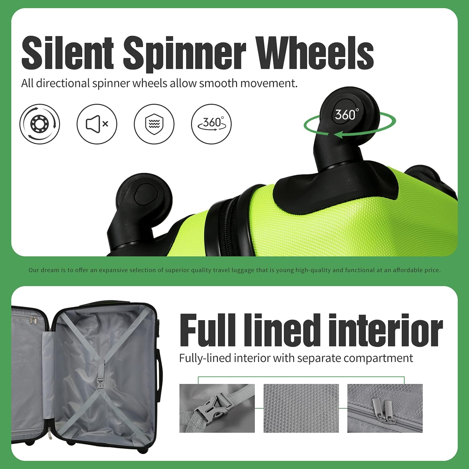 review LONG VACATION Luggage 3 Piece Set ABS Hardshell Lightweight Suitcase with TSA Lock Spinner Wheels 20in24in28in (Blue)