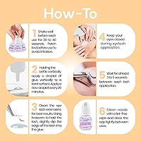 Vista 6 de Venus Visage Pegamento transparente para pestañas, pegamento profesional para extensiones de pestañas a largo plazo, sin látex adhesivo de secado