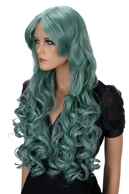 Foto 2 de 6 de CAISHA Peluca De Pelo Extra Largo De 80cm Peluca De Fiesta De Cosplay Voluminosa Wig Verde Menta CP5
