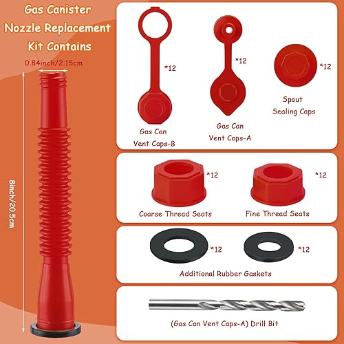Miniatura 2 de BBTO Kit de 12 boquillas de repuesto para latas de gas con tapas de collar de tornillo, tapón de junta y 2 tipos de boquillas flexibles para latas