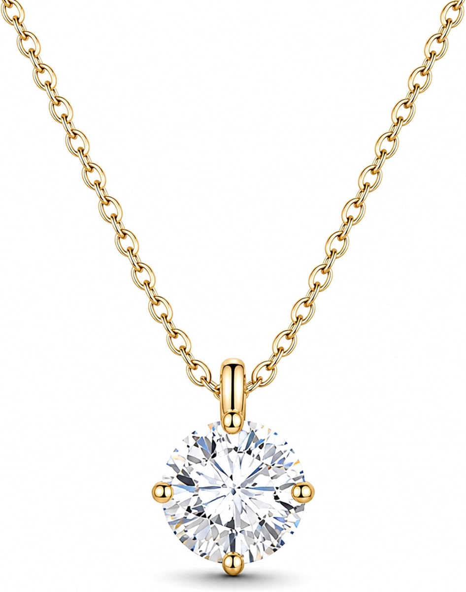Dainty Pendant Necklace for Women, Silver / 18K Gold Plated, Hypoallergenic, Tarnish Resistant, Adjustable Chain, Minimalist Jewelry Gift for Girlfriend Wife Mom, Birthday Anniversary
