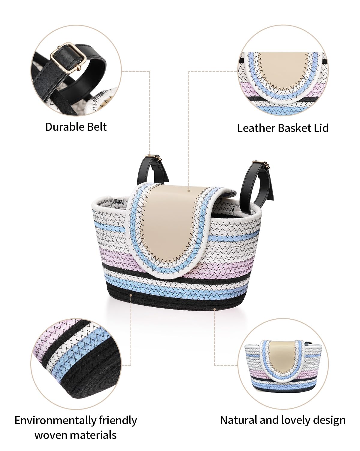 Panier Velo Enfant Panier Vélo,Panier De Vélo Tissé En Osier Artificiel Fait à La Main Panier Osier Enfant