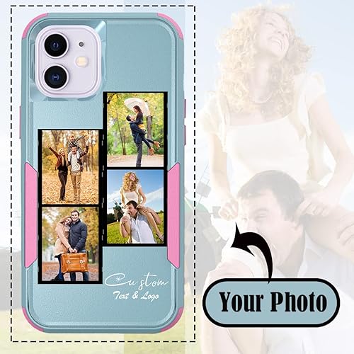 Vista 267 de Funda de fotos personalizada para Apple iPhone 11 Pro Max, patrón de collage a cuadros, personalizado para hacer imágenes en gruesa 3 híbrida Rosa