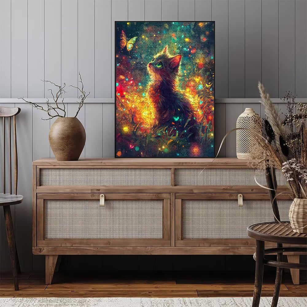 Licht Katze Puzzle 4000 Teile, Klassische Puzzles, Geschicklichkeitsspiel Puzzle für Erwachsene, Puzzlespiele für Die Ganze Familie, Mit Schöner Verpackung, Dekoration Puzzles DX0YL3-93
