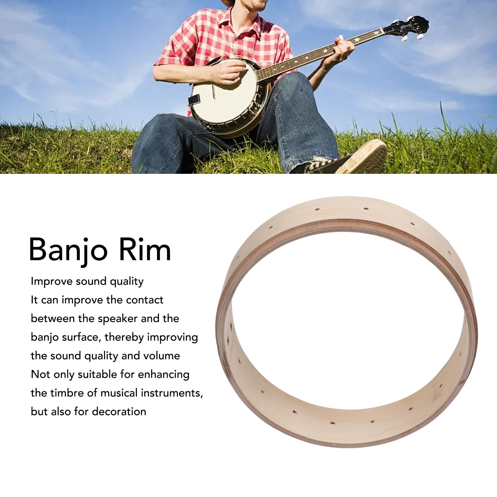 Banjo Rim Maple Wood Qualité de qualité supérieure Structure robuste Instruments de musique pour les joueurs de banjo et les passionnés Wood Maple 1 pièce