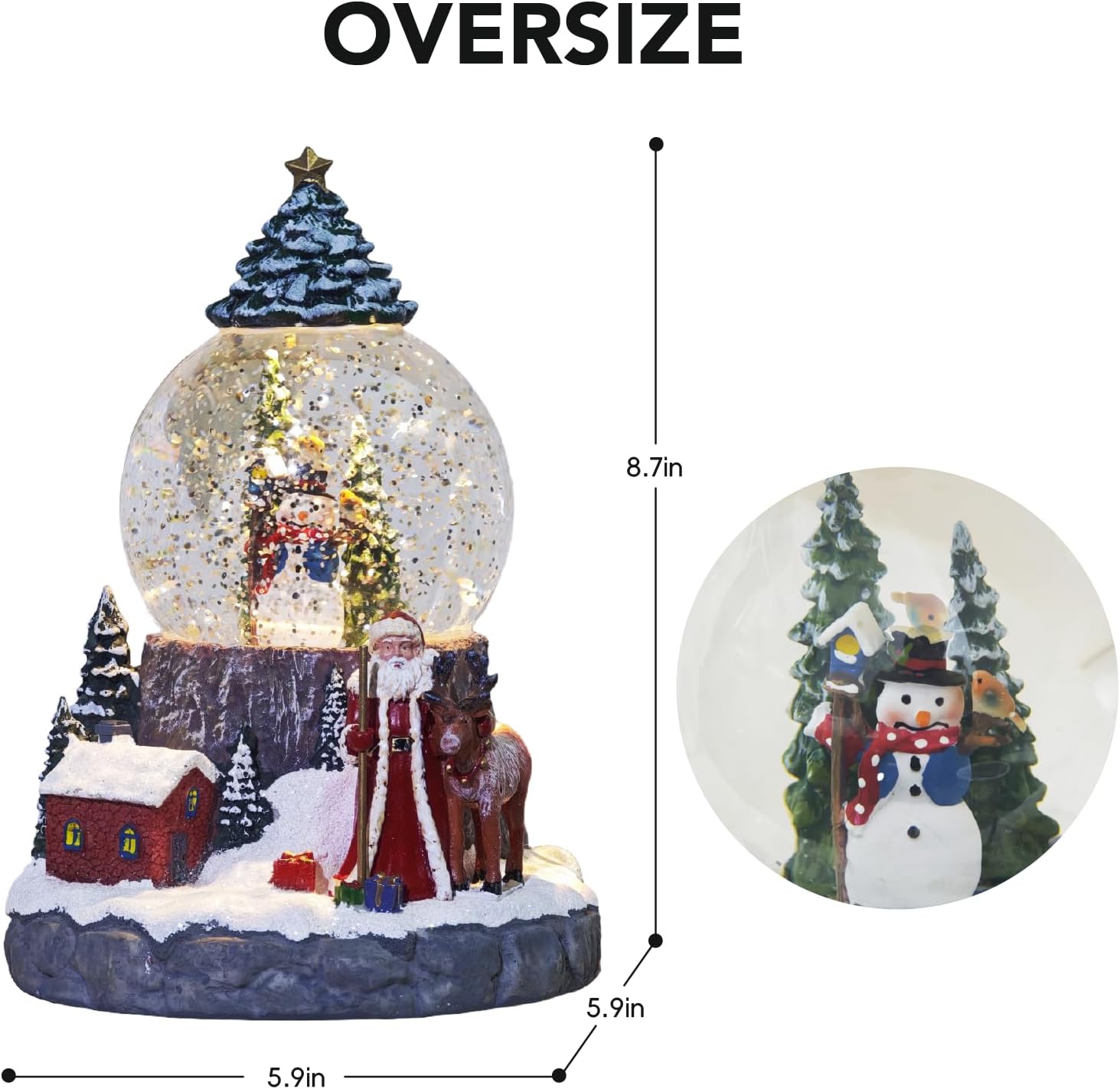 Christmas Snow Globes Swirling Glitter Snowman Snow Globe Lantern Lighted Musical Water Lantern with 8 Songs for Christmas Decoration Gifts