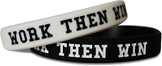 Novel Merk Work Then Win & Team Gym Rat Fitness & Bodybuilding Silicone Rubber Band Wristband Bracelet for Workout, Training, & Sports Motivation Accessory