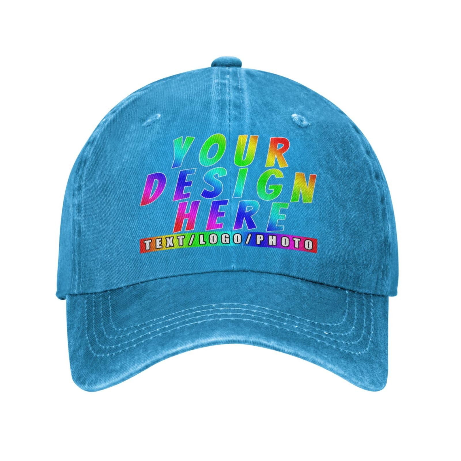 DQHXTK Custom Hat Logo, Personalized Baseball Cap, Customized Kids Sun Hats,Mens Summer Trucker Cap, Outdoor Sport Ponytail Cap, Personalised hat, DAD/Mom Gifts