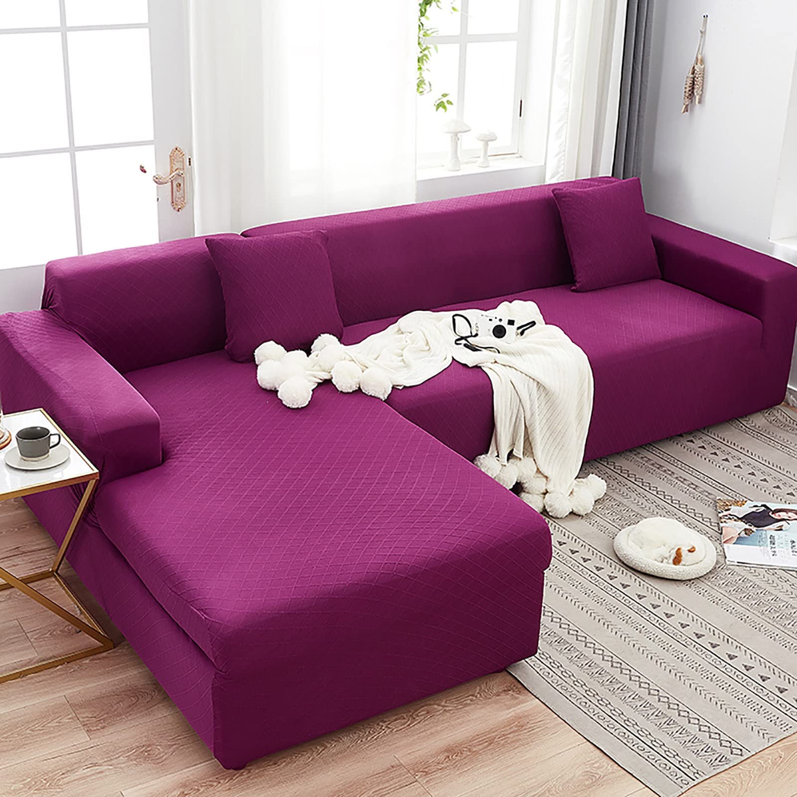Housse de canapé lavable et extensible, protection meuble jacquard doux