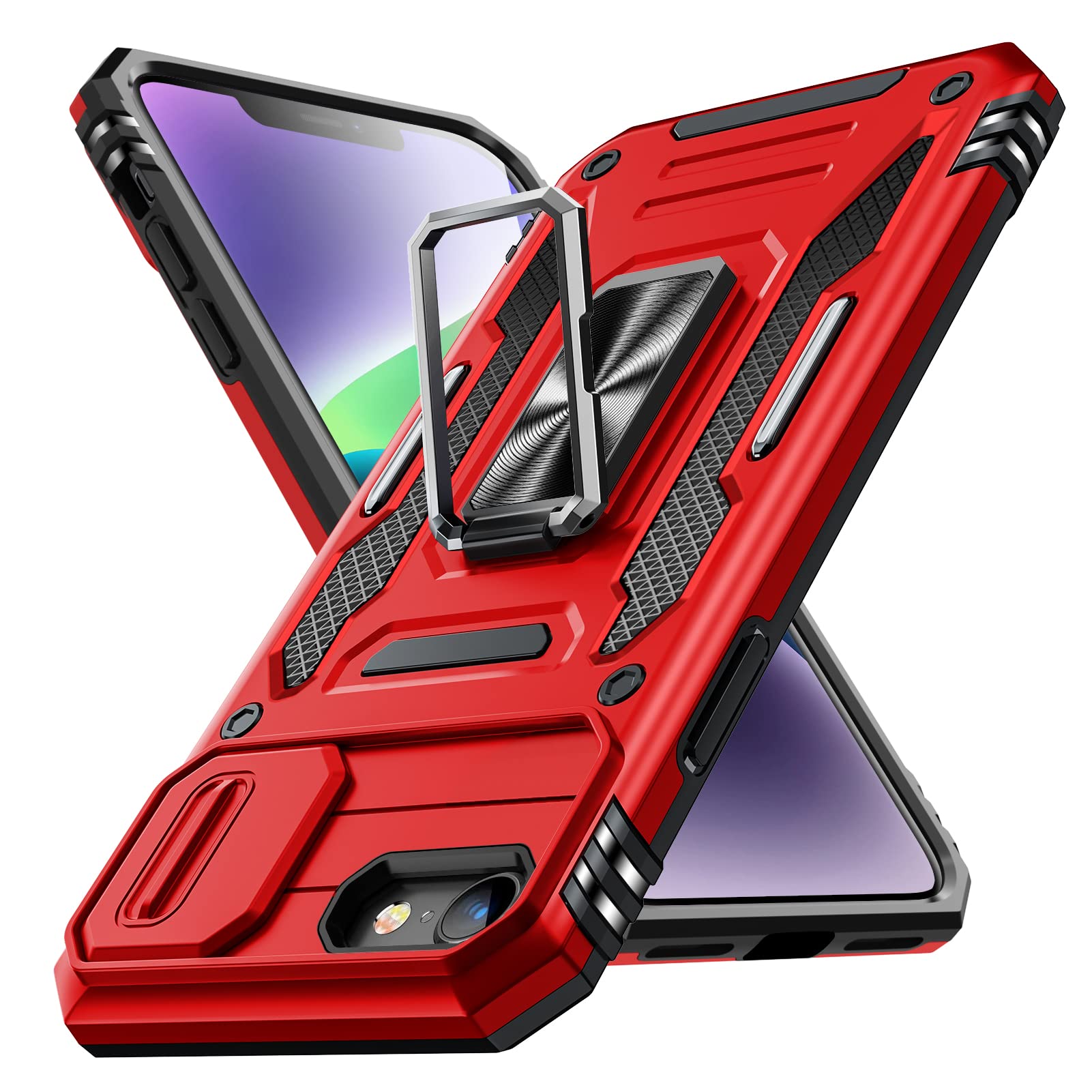 iPhone SE (第2世代) 赤 リング付きケース iPhone SE（第2/3世代）シリコン製ケース リング付 レッド RM-7405-SE