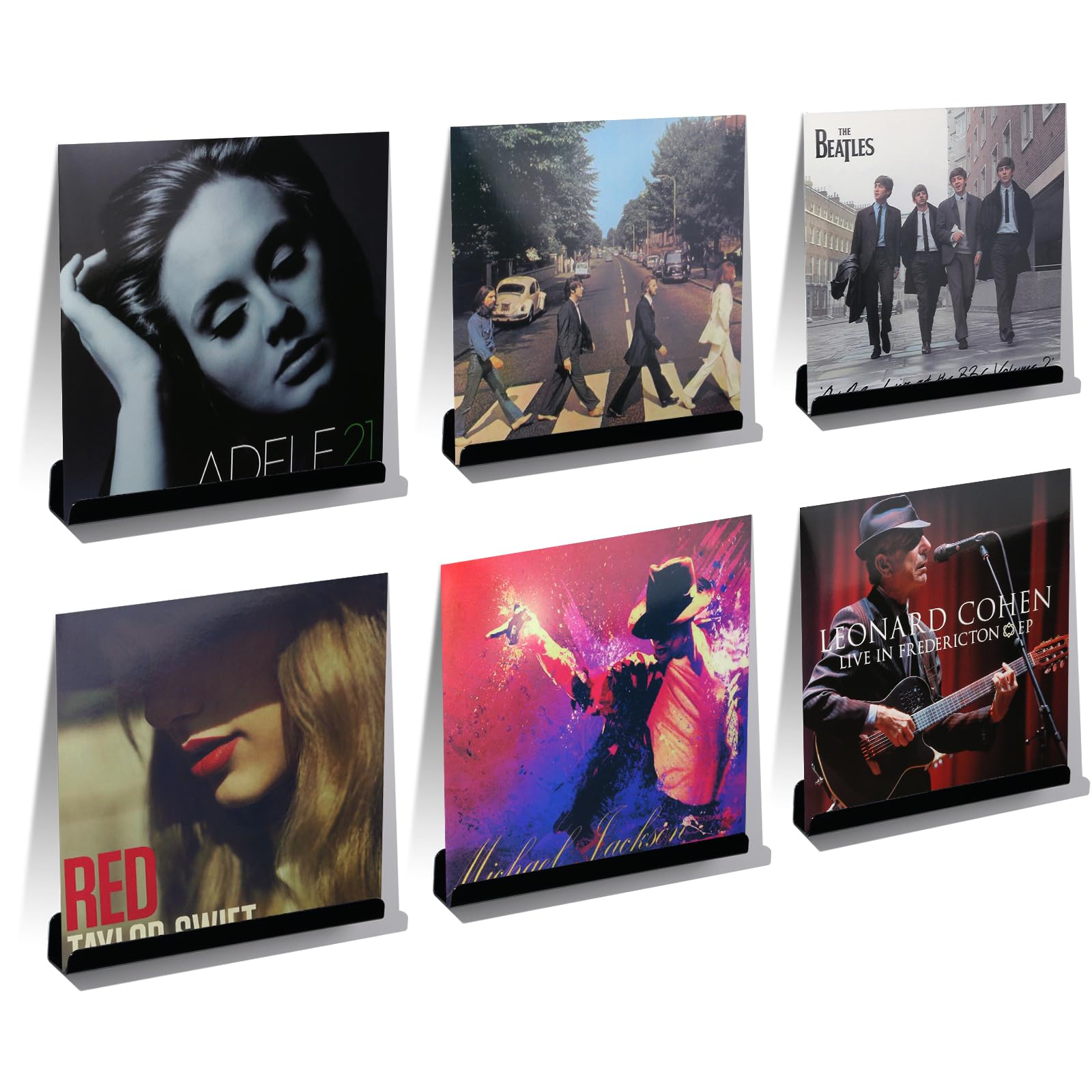 Meaocer Vinyl Record Shelf Wall Mount, 6 Pack 12 inch Clear Acrylic Album Record Holder Display, Kids Bookshelf, Floating Wall Shelves for Bathroom, Bedroom, Living Room, Kitchen (Black-6pcs)-image-19