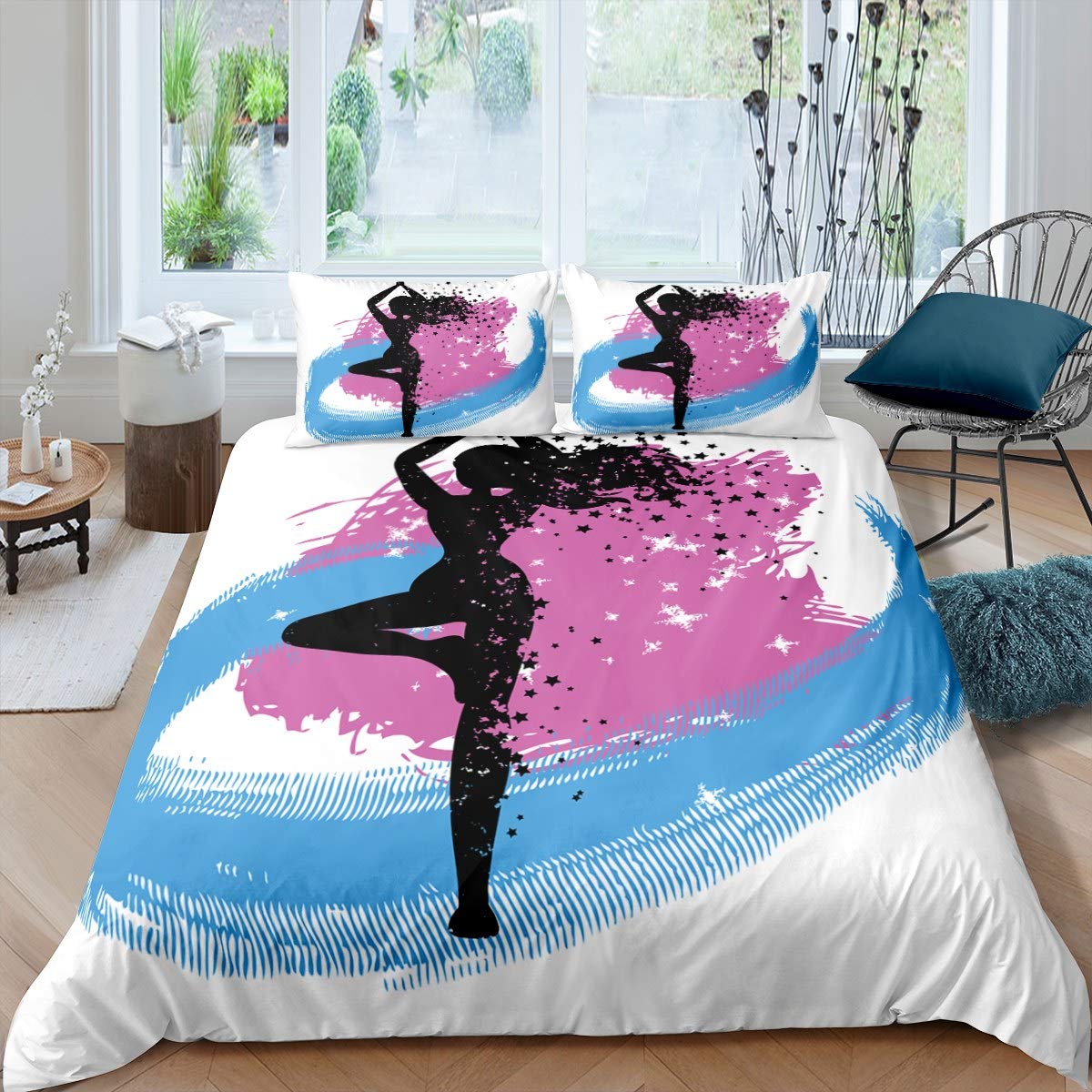 Copripiumino Fenicottero Tropicale - Set Blu E Rosa Con 2 Federe, Microfibra, Per Letti Singoli/Doppi - Foto 13