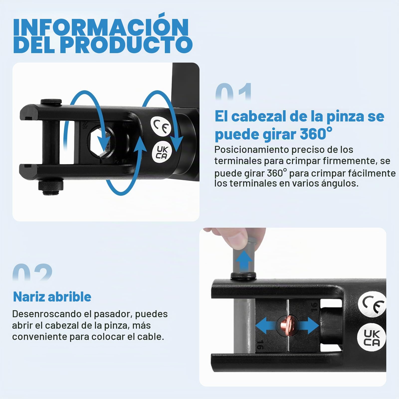 MXBAOHENG 4-300mm² Crimpadora hidráulica eléctrica 120 KN Alicates de prensado hidráulicos Crimpadora de alambre hidráulico eléctrico con 15 insertos de presión para terminales de cobre y aluminio